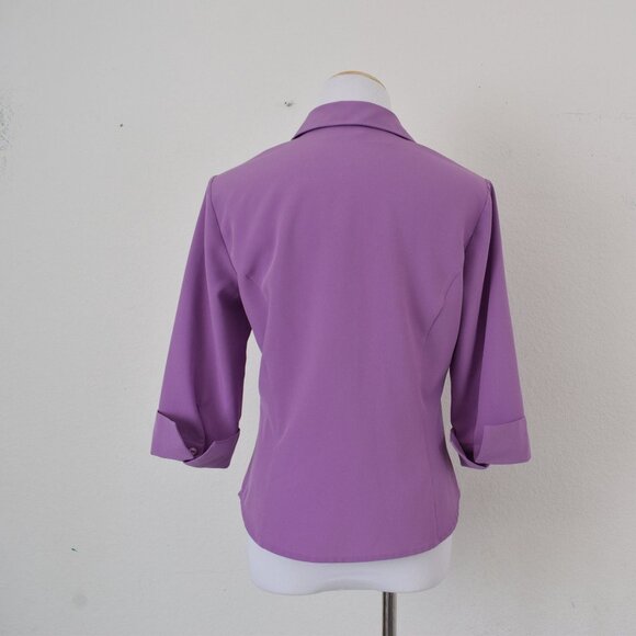 Vintage 90s Purple Stretch Blouse by Kathy Chen | size 8 - Picture 3 of 10